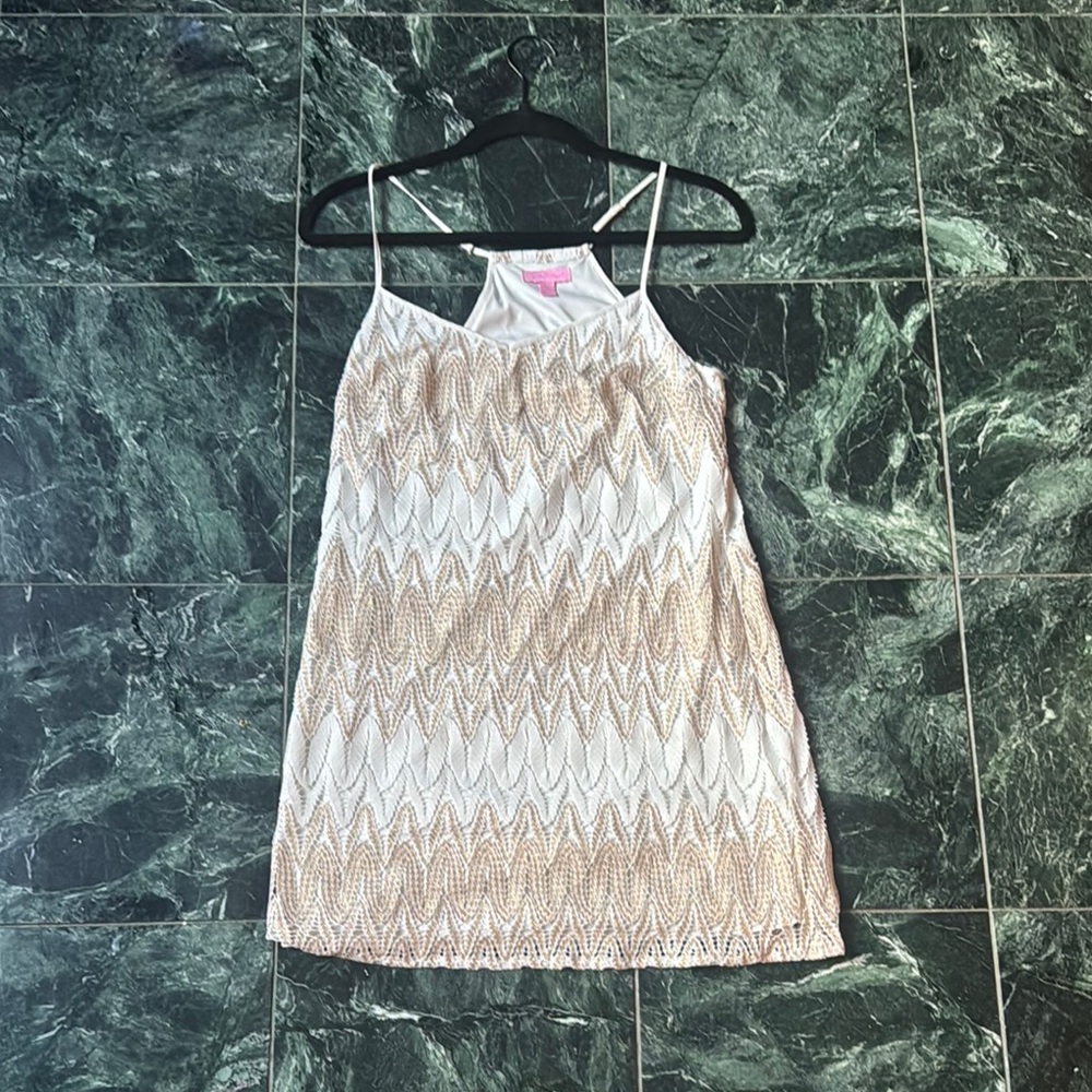 Lilly Pulitzer White and Gold Mini Dress